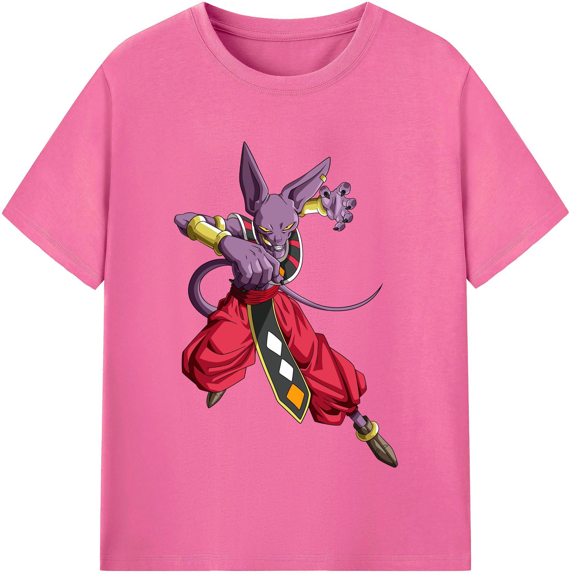 （画像用） ドラゴンボール ビルス 破壊神ビルス DRAGON BALL Beerus Birusu レディースカジュアルプリントTシャツ（綿100％）